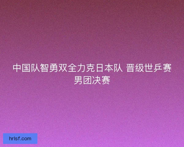 中国队智勇双全力克日本队 晋级世乒赛男团决赛